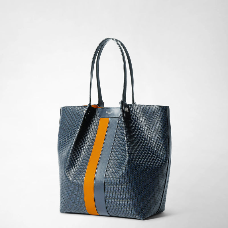 Vertical secret tote bag in stepan - ocean blue/navy/sunrise