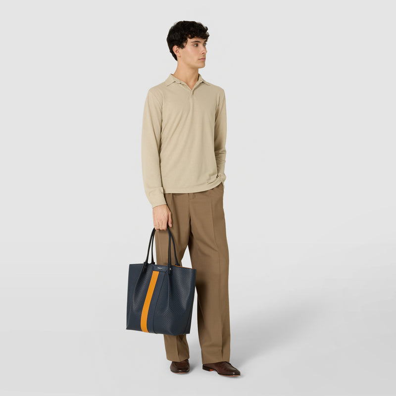Vertical secret tote bag in stepan - ocean blue/navy/sunrise