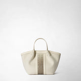 Mini secret bag in canvas and mosaico - off-white/shaded sahara