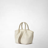 Mini secret bag in canvas and mosaico - off-white/shaded sahara