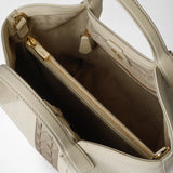 Mini secret bag in canvas and mosaico - off-white/shaded sahara