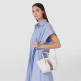 Mini secret bag in canvas and mosaico - off-white/shaded sahara