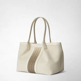Petit sac cabas secret en toile et mosaico - off-white/shaded sahara