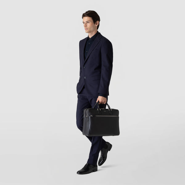 Grand attaché-case en cuir cachemire - black