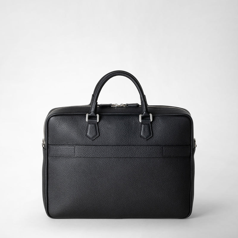 Attaché-case slim en cuir cachemire - black