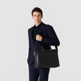 Attaché-case slim en cuir cachemire - black