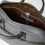 Slim briefcase in cachemire leather - shadow