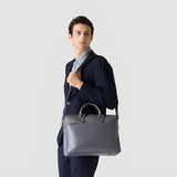 Slim briefcase in cachemire leather - shadow