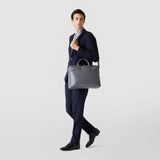 Slim briefcase in cachemire leather - shadow