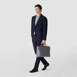 Slim briefcase in cachemire leather - shadow