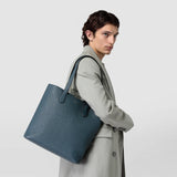 Day tote bag in cachemire leather - denim blue