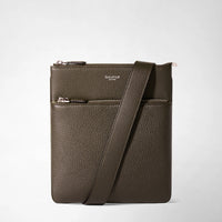 SACOCHE PLATE EN CUIR CACHEMIRE Espresso