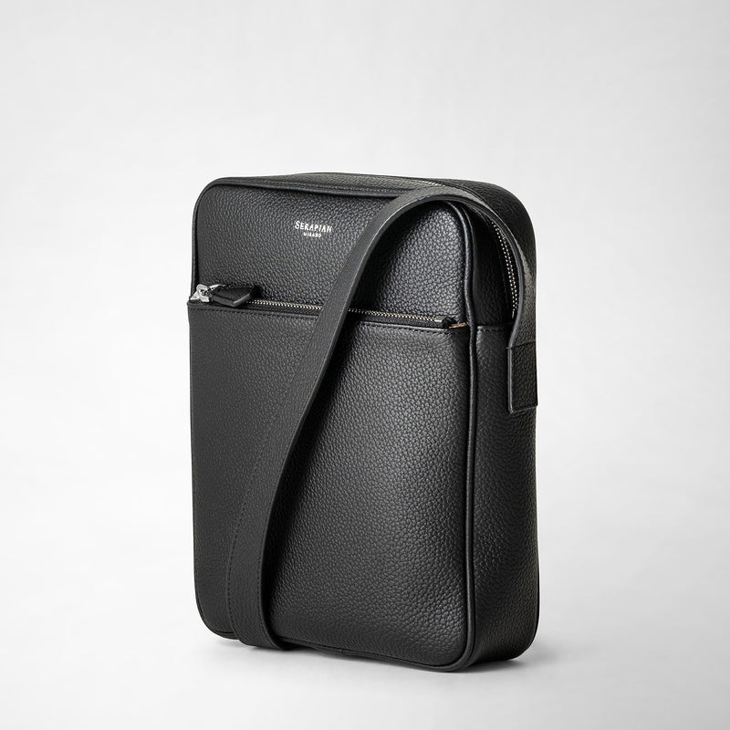 Sacoche north south en cuir cachemire - black
