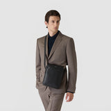 Sacoche north south en cuir cachemire - black