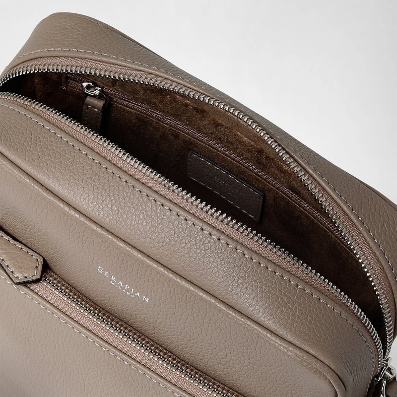 North south messenger in cachemire leather - sahara