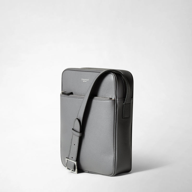 North south messenger in cachemire leather - shadow