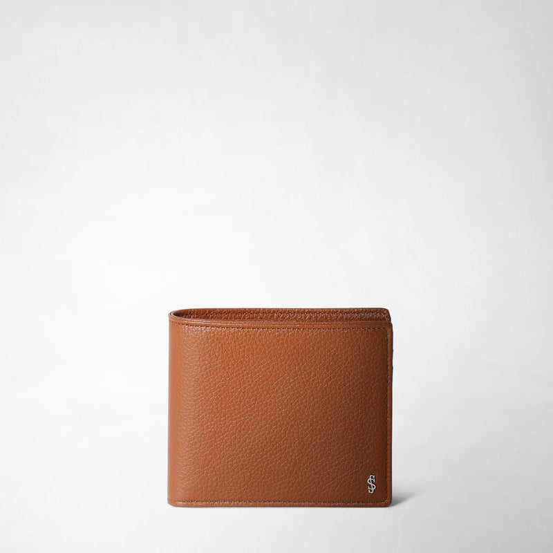 4-card billfold wallet with coin pouch in cachemire leather - tobacco
