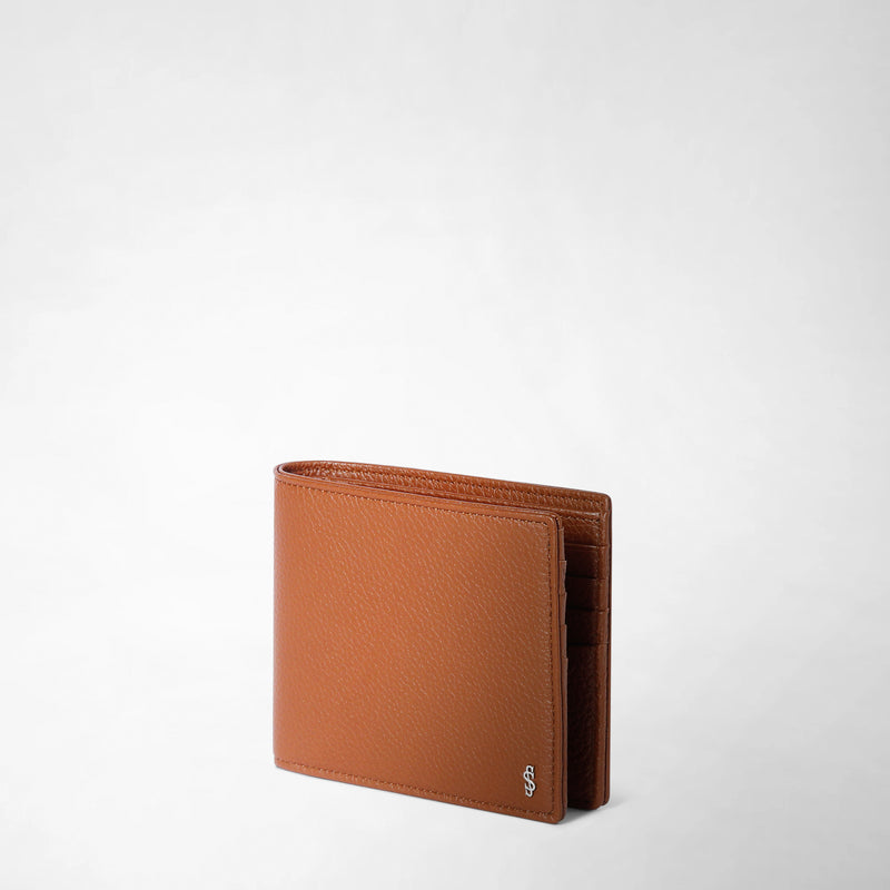4-card billfold wallet with coin pouch in cachemire leather - tobacco