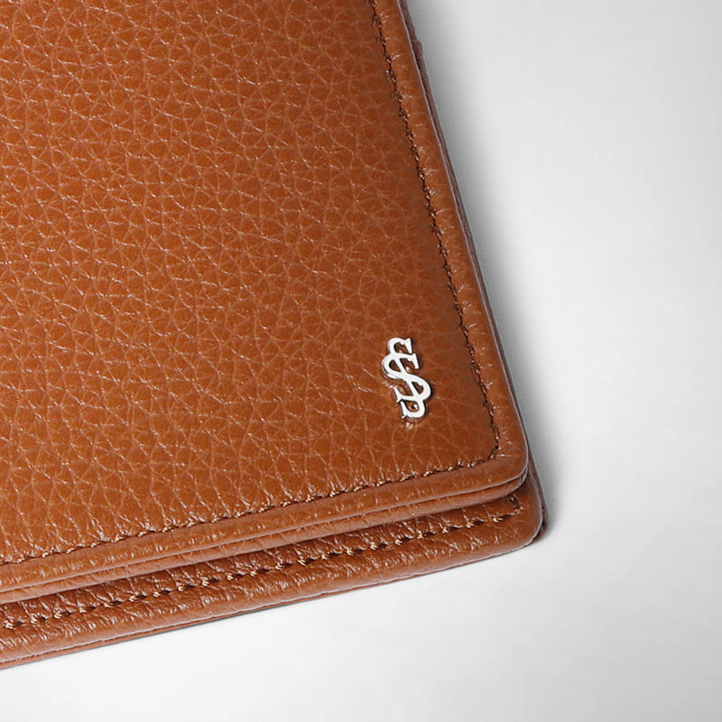 4-card billfold wallet with coin pouch in cachemire leather - tobacco