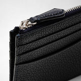 Porte-cartes zippé en cuir cachemire - navy blue