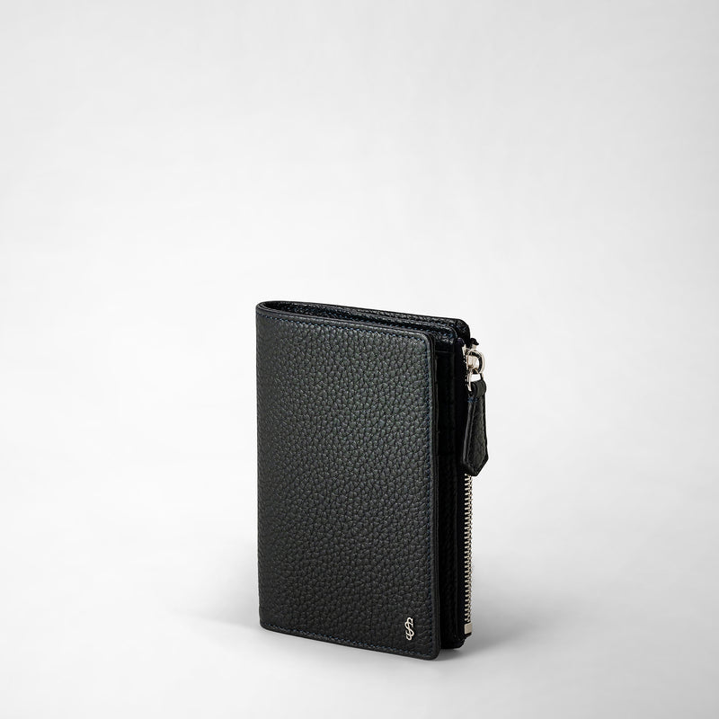 VERTICAL BIFOLD WALLET WITH ZIP IN CACHEMIRE LEATHER