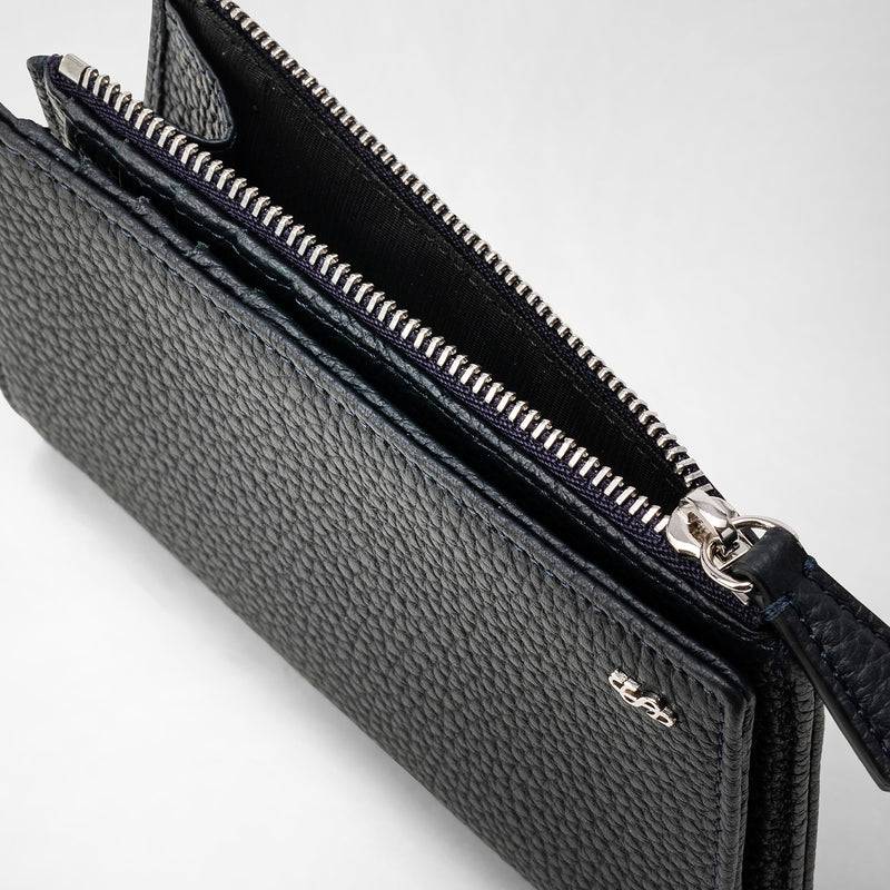 VERTICAL BIFOLD WALLET WITH ZIP IN CACHEMIRE LEATHER