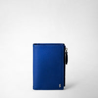 VERTICAL BILLFOLD WITH ZIP IN CACHEMIRE LEATHER Winter Blue