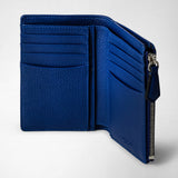 Vertical billfold with zip in cachemire leather - winter blue