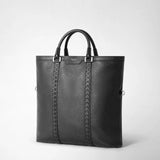 Foldable tote bag in cachemire leather and mosaico - black