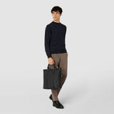 Foldable tote bag in cachemire leather and mosaico - black