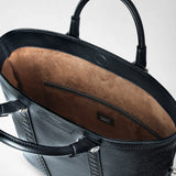 Foldable tote bag in cachemire leather and mosaico - navy blue