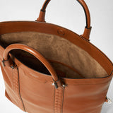Foldable tote bag in cachemire leather and mosaico - tobacco