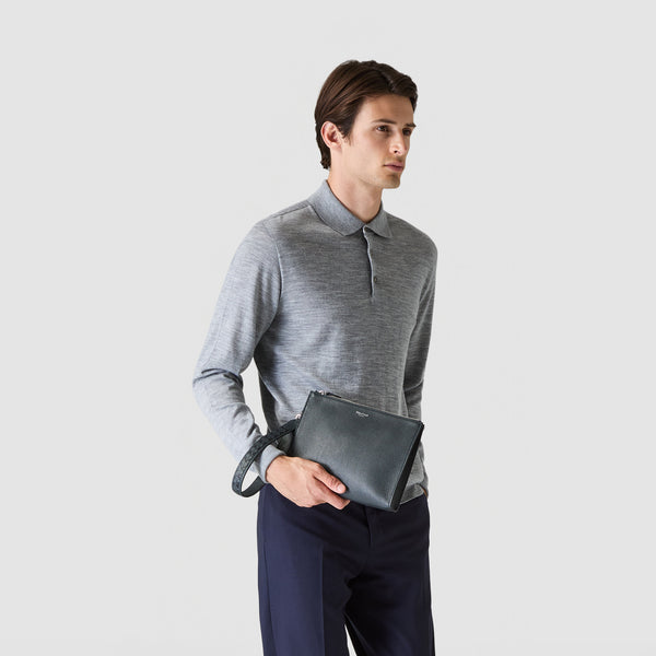 CLUTCH IN CACHEMIRE LEATHER AND MOSAICO