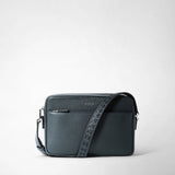 East west messenger in cachemire leather - navy blue