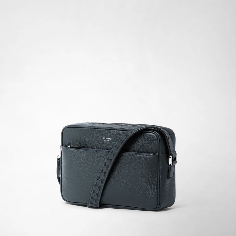 Sacoche east west en cuir cachemire - navy blue
