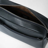 East west messenger in cachemire leather - navy blue