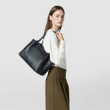 Small secret tote bag in cachemire leather and mosaico - black