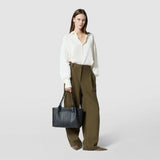 Small secret tote bag in cachemire leather and mosaico - black