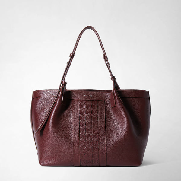 Small secret tote bag in cachemire leather and mosaico - grape