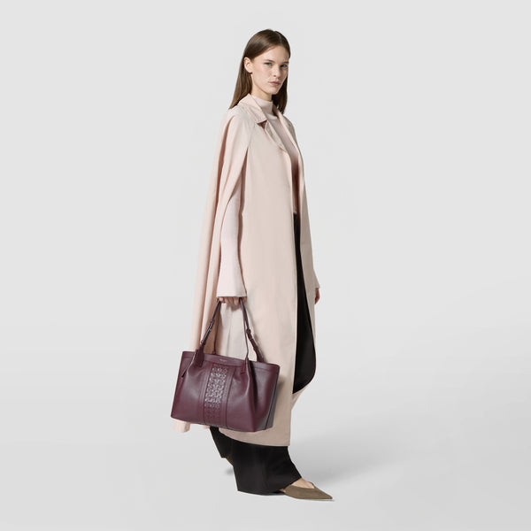 Small secret tote bag in cachemire leather and mosaico - grape