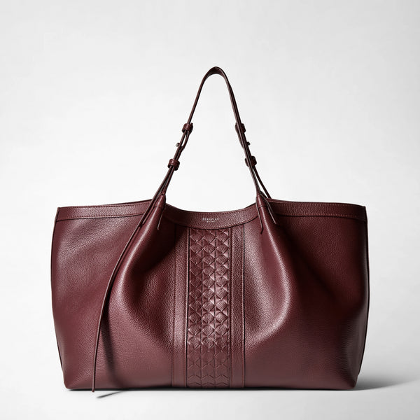 Secret tote bag in cachemire leather and mosaico - grape