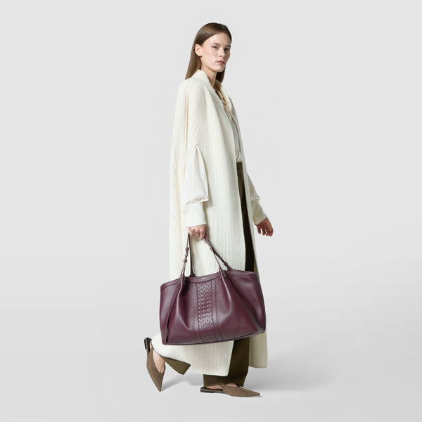 Secret tote bag in cachemire leather and mosaico - grape