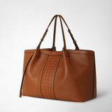 Secret tote bag in cachemire leather and mosaico - tobacco