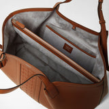 Secret tote bag in cachemire leather and mosaico - tobacco