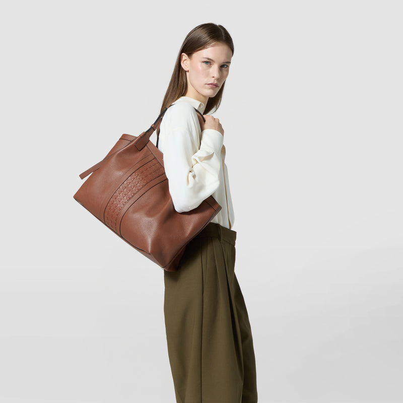 SECRET TOTE BAG IN CACHEMIRE LEATHER AND MOSAICO