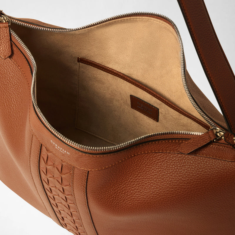 Ani shoulder bag in cachemire leather and mosaico - tobacco