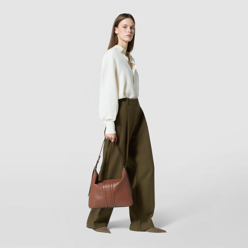 Ani shoulder bag in cachemire leather and mosaico - tobacco