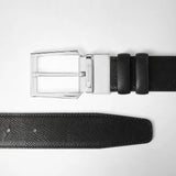 Reversible belt in evoluzione leather - black/navy blue