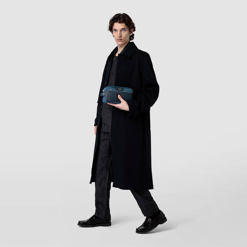 Kulturbeutel aus evoluzione-leder - denim blue