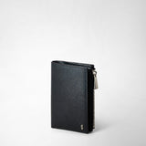 Vertical billfold with zip in evoluzione leather - navy blue